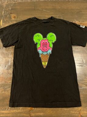 Disney Black T-Shirt with Neon Ice Cream Mickey Graphic